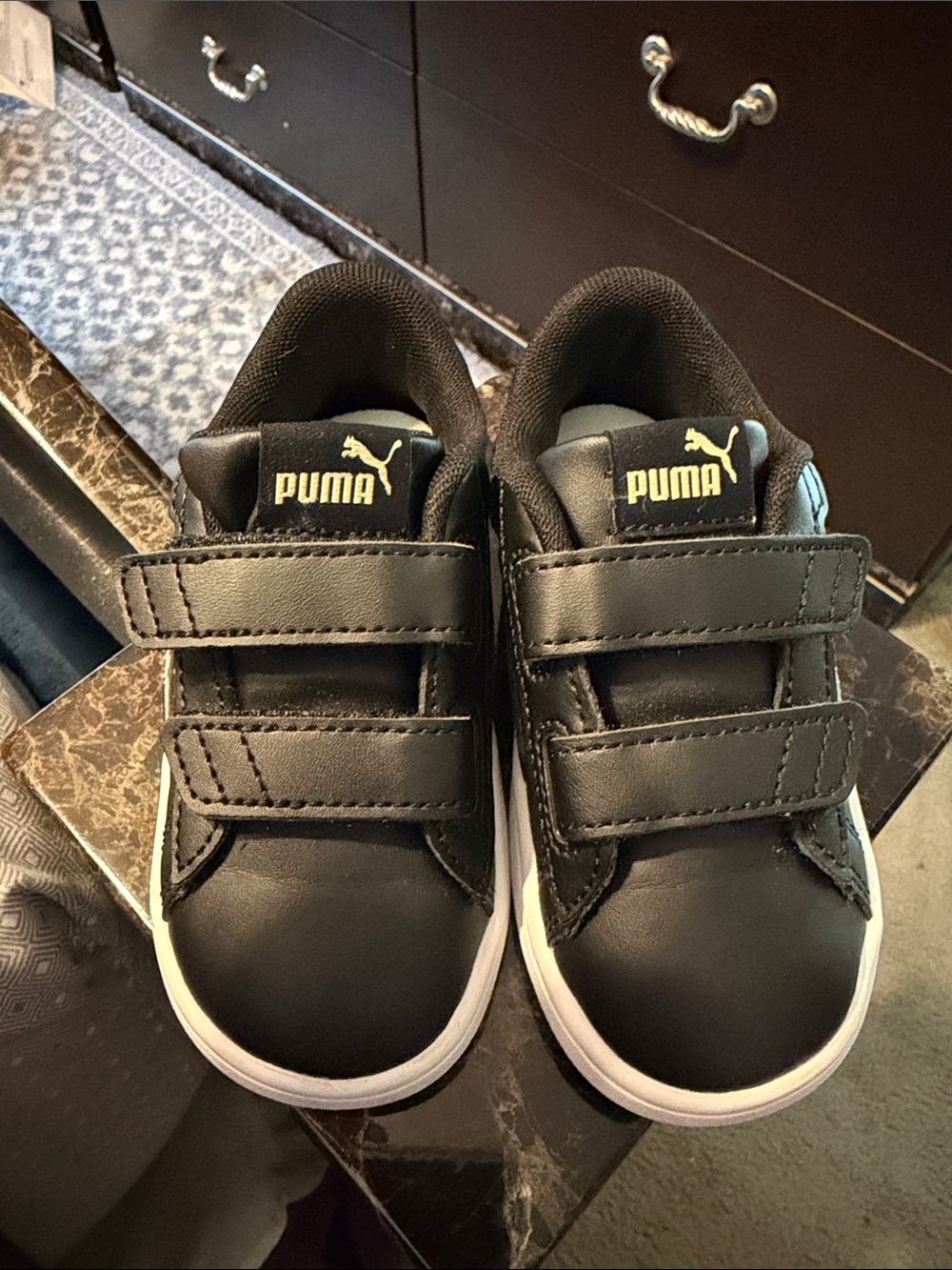 Puma Kids' Black Sneakers with White Sole
